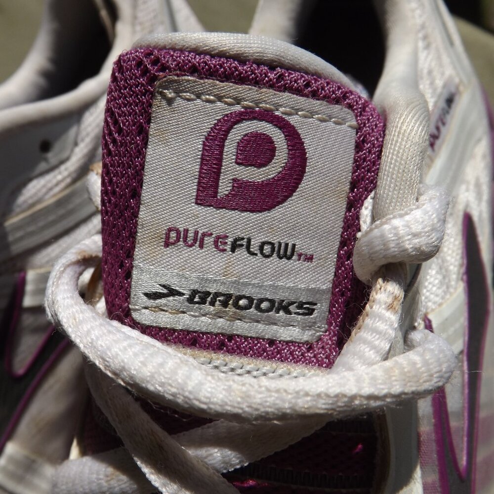 Brooks Pure Flow Dna Cup White Purple Running Athletic Sneakers Shoes Sz 8.5 View 4